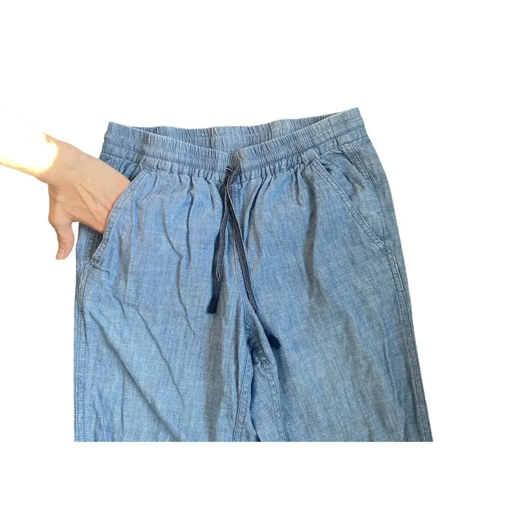 GAP Pants Womens 0 Chambray Cotton Coastal Casual Vacation Travel Pull On Slacks